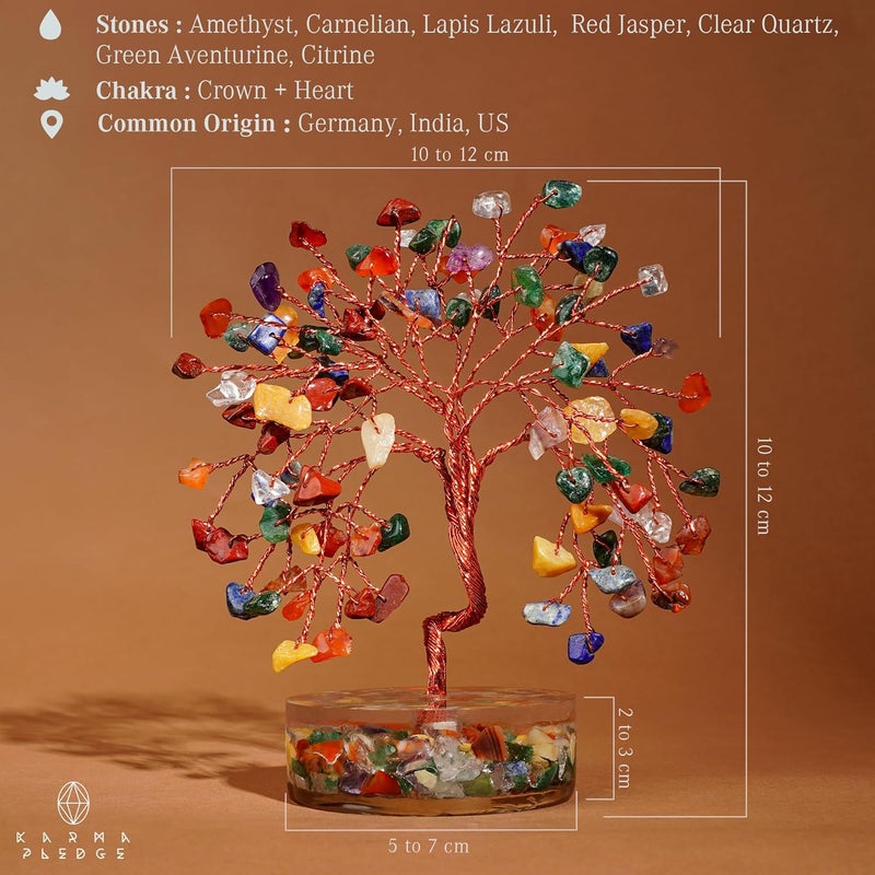 KARMAPLEDGE 7 Chakra Tree Gifts for Women, Handmade Crystal Tree of Life for Positive Energy, Money, Good Luck, Reiki Healing, Christmas Home Decor, Office Desk Decor, Unique Birthday Gifts for Mom, Sister - Image 3